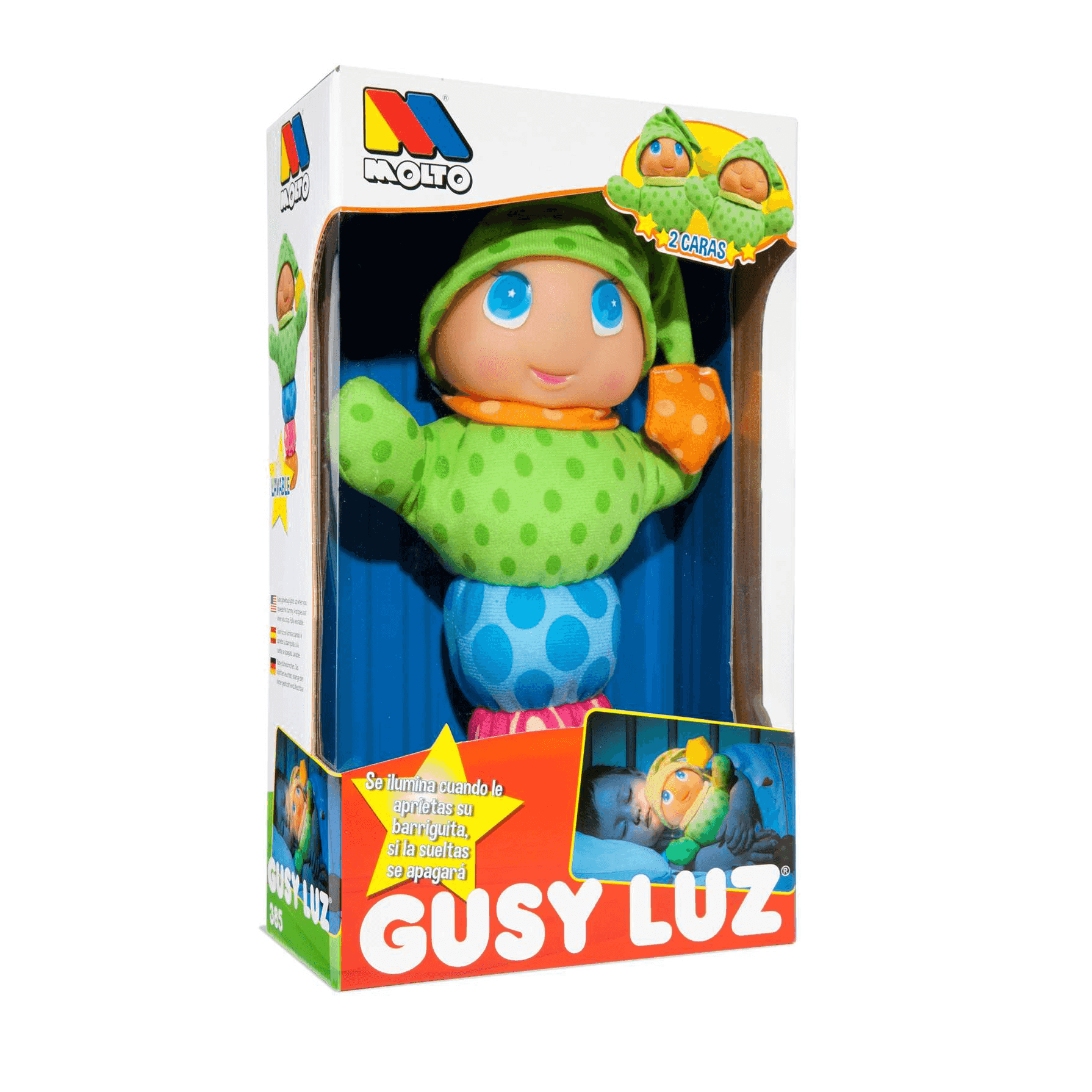 Molto Peluche Gusy Luz dos caras verde| Juguete Infantil – Toy Planet
