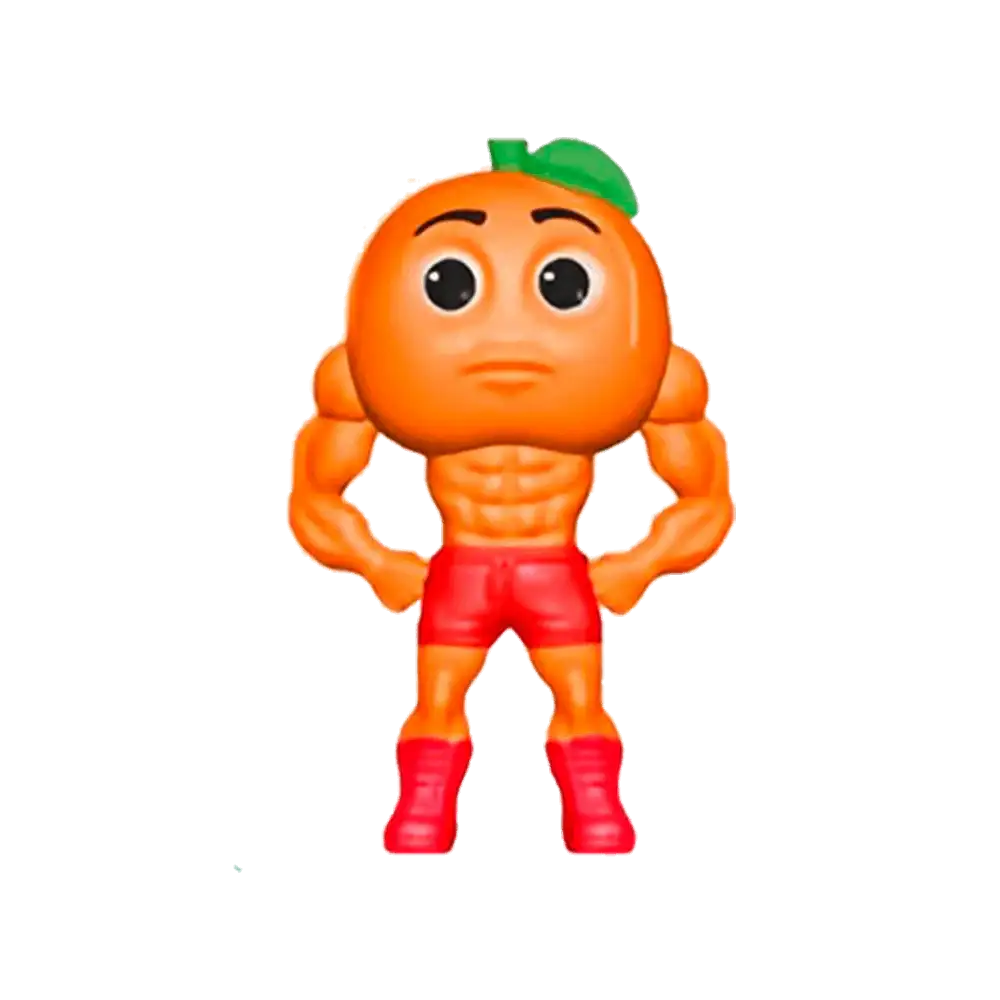 Figurine Orange Musclée - Design Humoristique Et Surréaliste, Imprimée En 3D PLA - Décoration Bureau, Collection