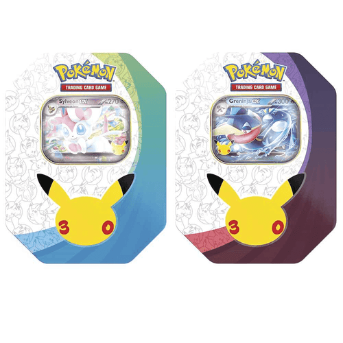 Pokémon TCG 30º Aniversario EX Tin Surtida con 4 Sobres y Carta Promocional +6 años