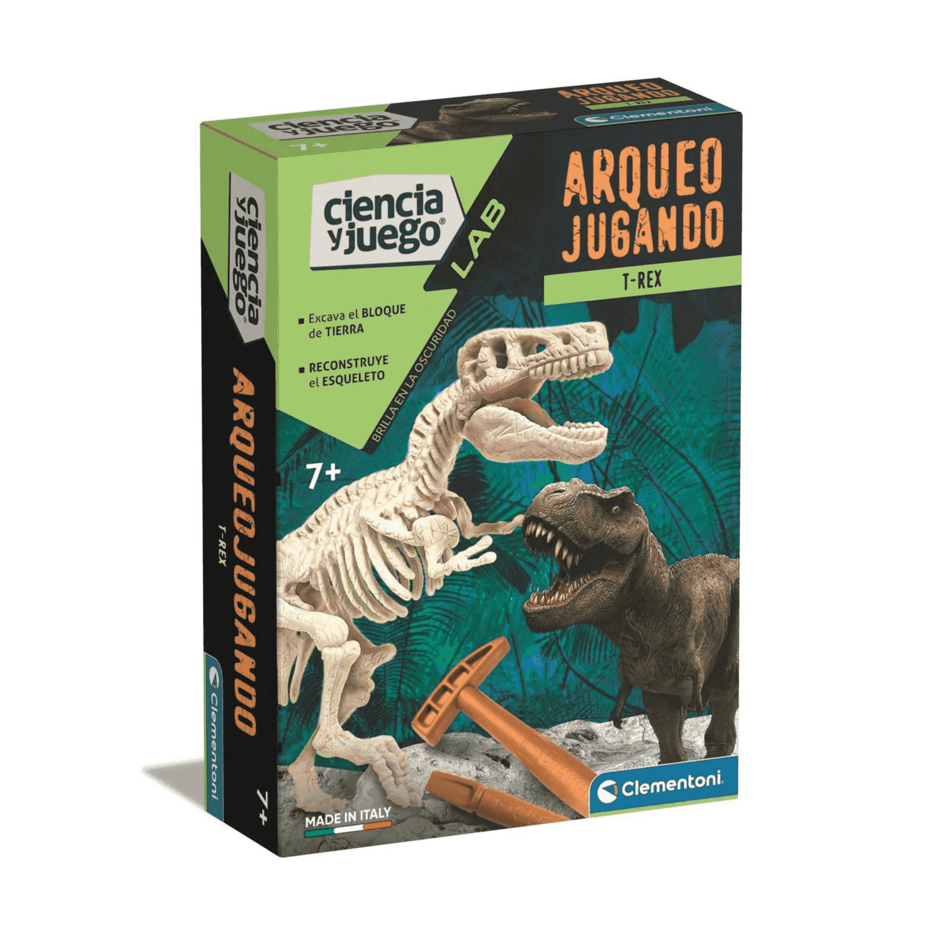 Clementoni 61243, Science & Play Archeofun T-REX Scalpello Glow in The Dark dinosauro kit artigianale per bambini, dai 7 anni in su Clementoni 61243, Science & Play Archeofun T-REX Scalpello Glow in The Dark dinosauro kit artigianale per bambini, dai 7 anni in su