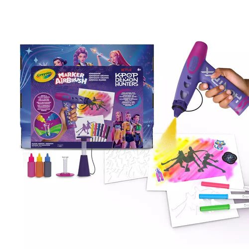 KPOP Demon Hunters Aerógrafo Creativo Crayola con Plantillas