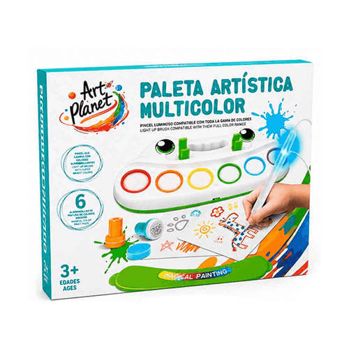 Paleta Artística Multicolor Art Planet con Pincel Mágico Luminoso +3 años