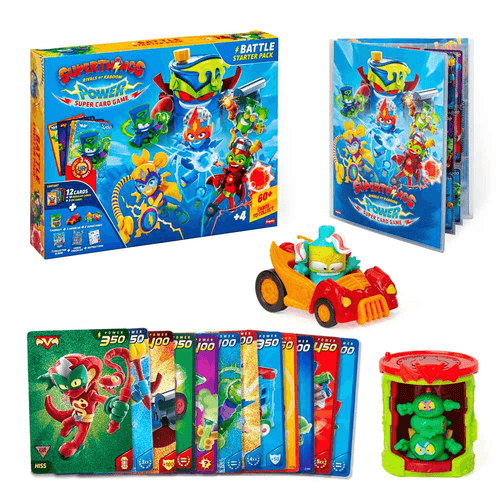 SuperThings Power Battle Starter Pack con Figuras, Vehículo y Cartas