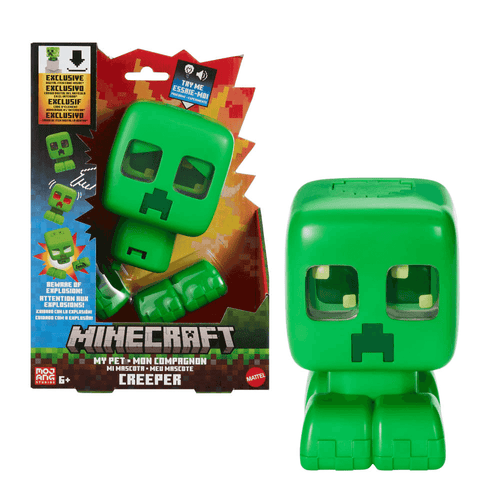 Minecraft Creeper Mascota Interactivo con Luces, Sonidos y Explosión Mattel