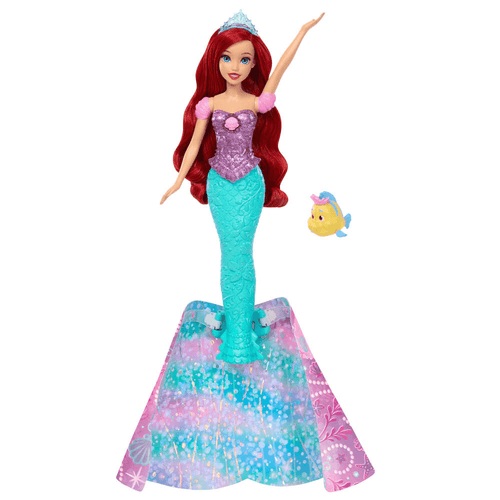 Disney Princesas Ariel muñeca transformable de sirena a humana con Flounder