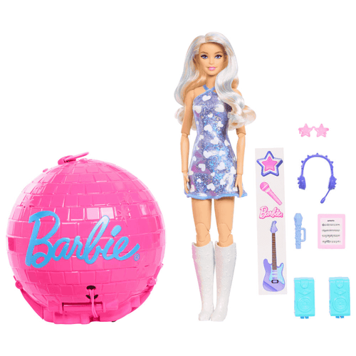 Barbie Team Barbie Roll and Reveal estrella del pop con 8 sorpresas 5 años