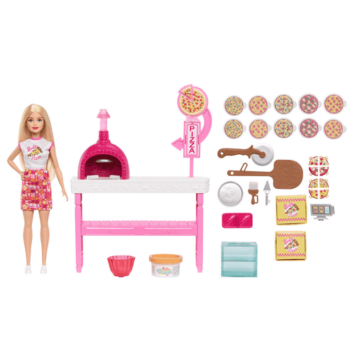 Barbie pizzería con muñeca y 25 accesorios para hacer pizzas 4 años