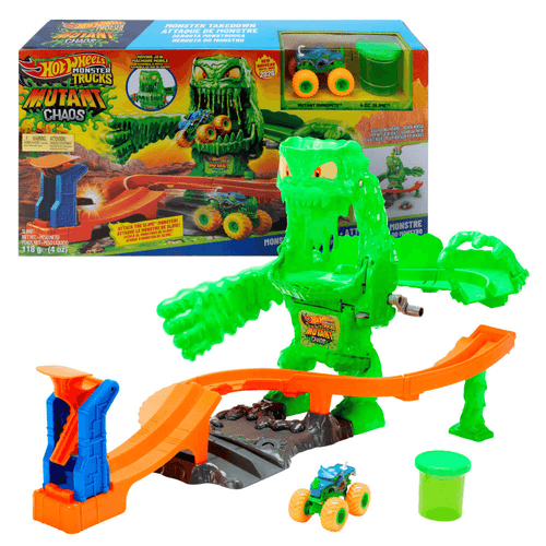 Hot Wheels Monster Trucks Derriba al monstruo mutante con Slime 4 años