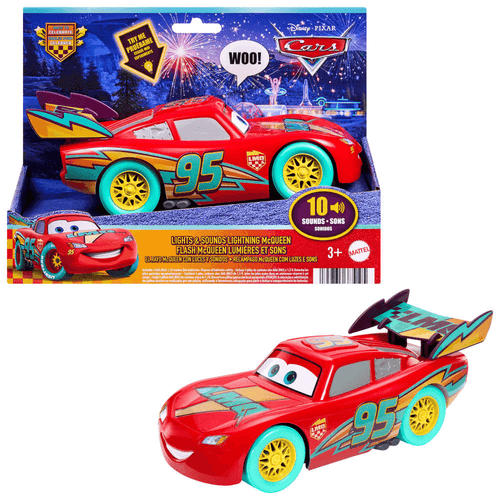 Rayo McQueen Cars con luces y sonidos, 10 efectos especiales y pilas incluidas