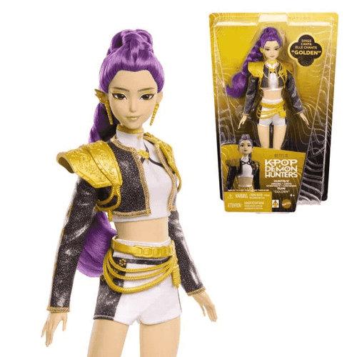 Muñeca Rumi Golden que Canta HUNTR/X KPop Demon Hunters Mattel 30 cm