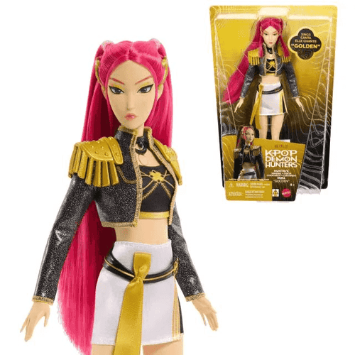 Muñeca Mira Golden que Canta HUNTR/X KPop Demon Hunters Mattel 30 cm