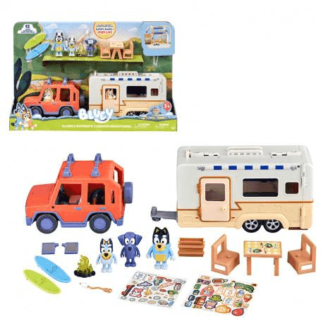 Bluey Caravana de Aventuras con Todoterreno y 3 Figuras Moose