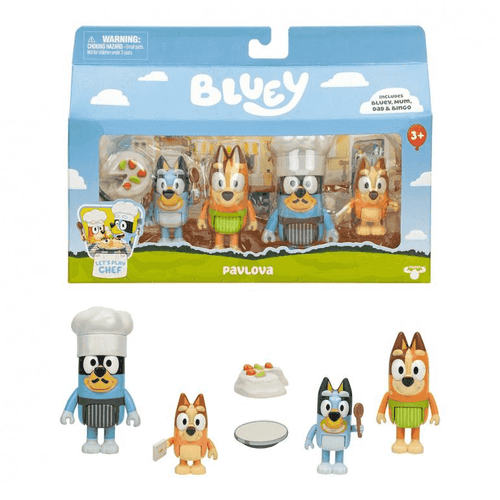 Bluey Pack 4 Figuras Let´s Play Chef con Accesorios Moose Toys