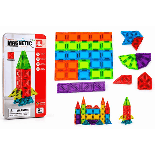 Construcción Magnética 26 Piezas – Juego de Construcción STEM +3 años