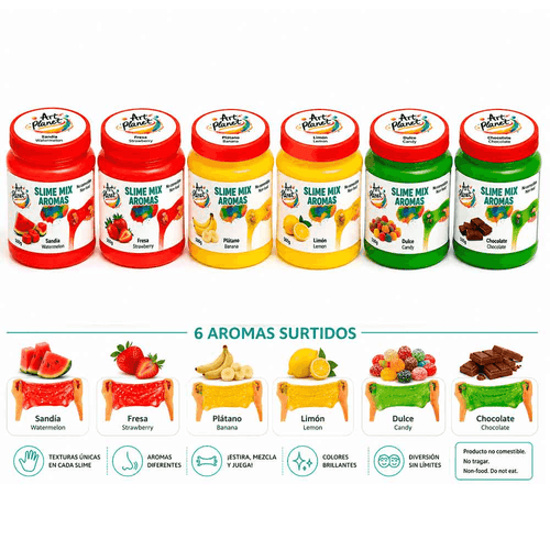 Slime Mix Aromas Art Planet 500 g – 1 Bote Surtido con Diferentes Aromas