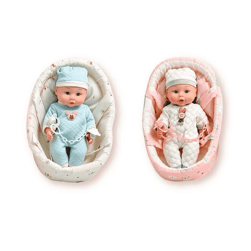 Bebé Dulces Sueños en Capazo 32 cm – Con Chupete y Ropa Completa +24 meses