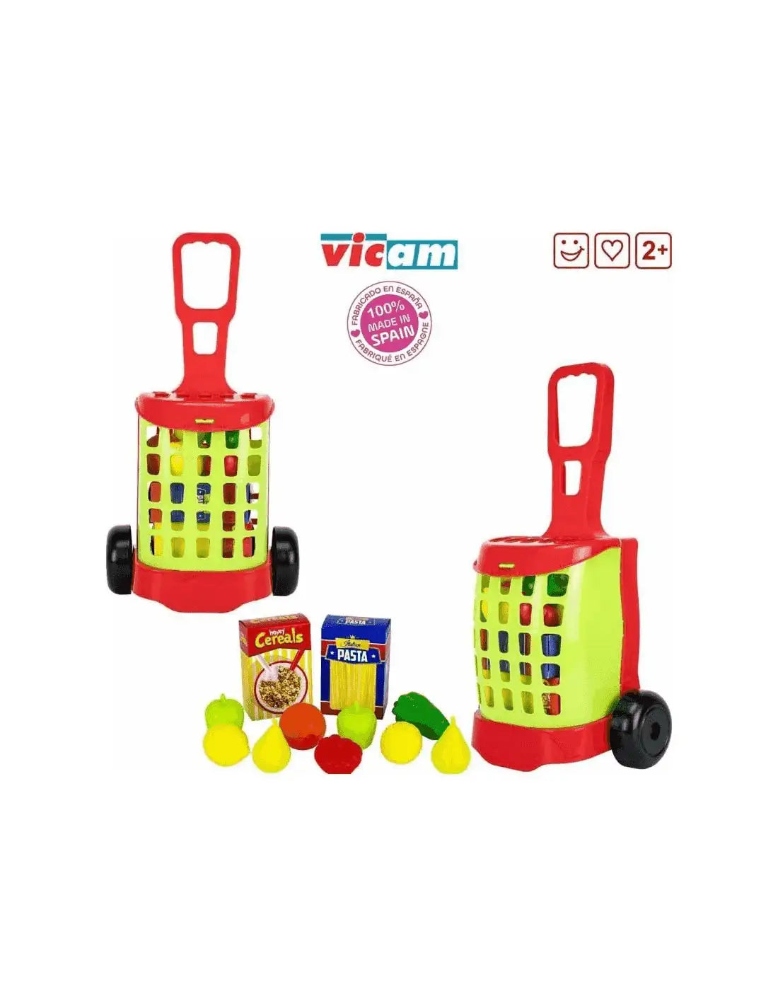 Cesta De La Compra 100% Chef Con 27 Alimentos De Juguete - Para Niños, Medidas 40.5x25x26 Cm, Simba Toys