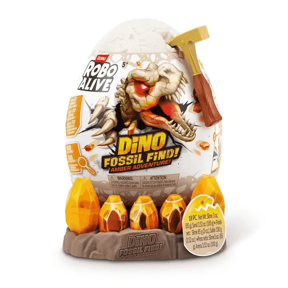 ROBO ALIVE Volcano Dino Fossil Find – Scavo Fossili Per Bambini 4-8 Anni – Giocattolo STEM Con Luci E Suoni – Triceratops