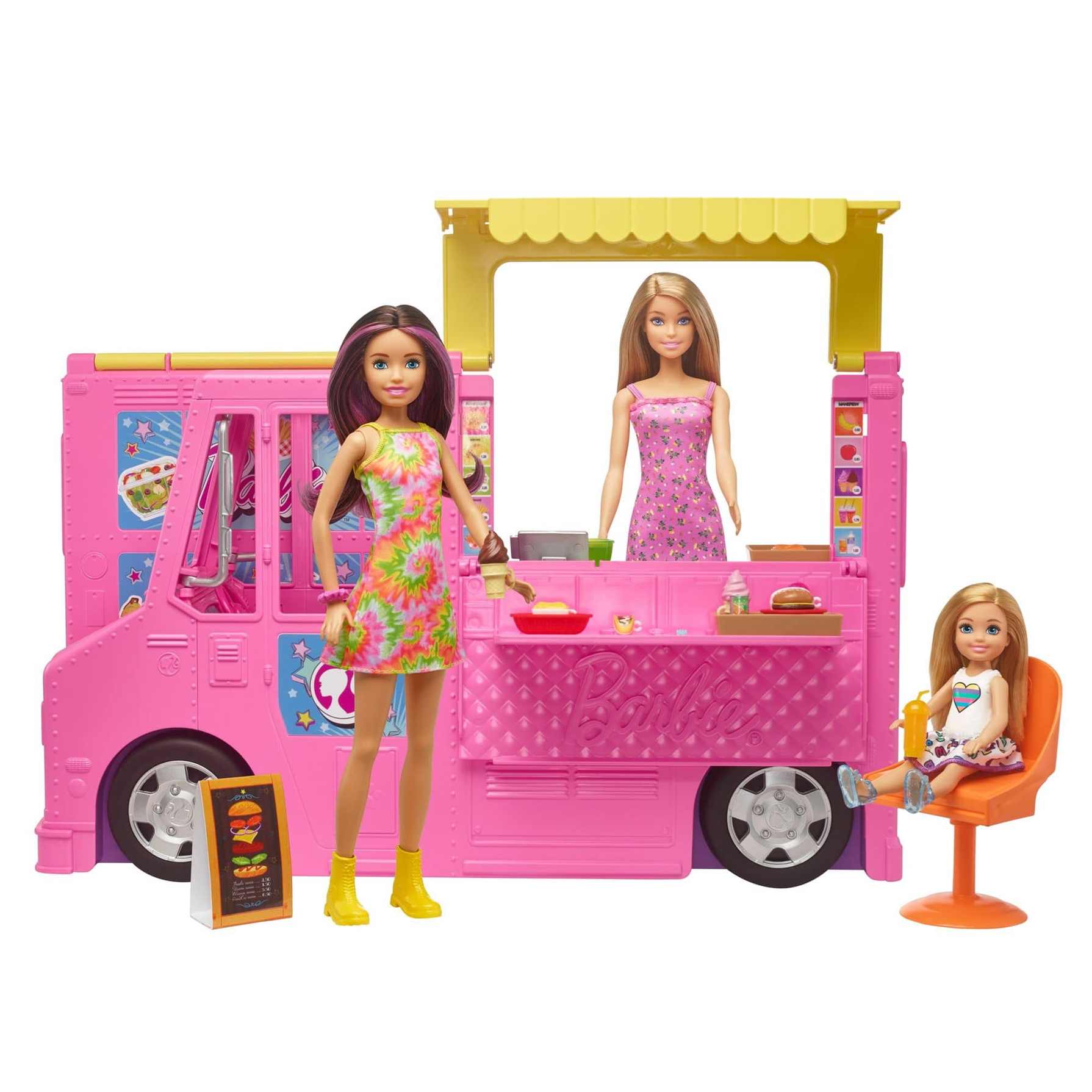 Barbie Food Truck, vehiculo con muñeca y accesorios de cocina de Mattel -  JUGUETES PANRE