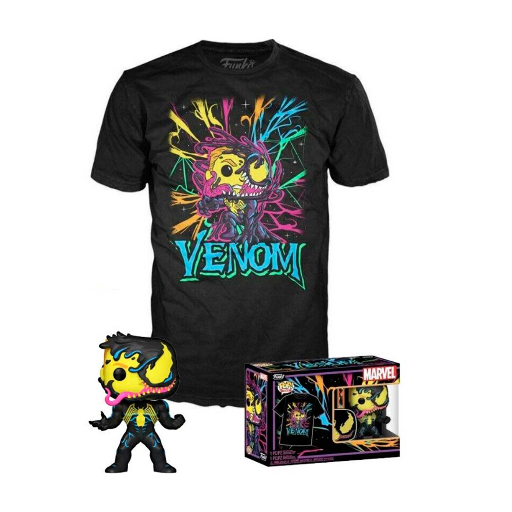 Edición Especial POP Figura y Camiseta Venom Eddie Brock Black Light 